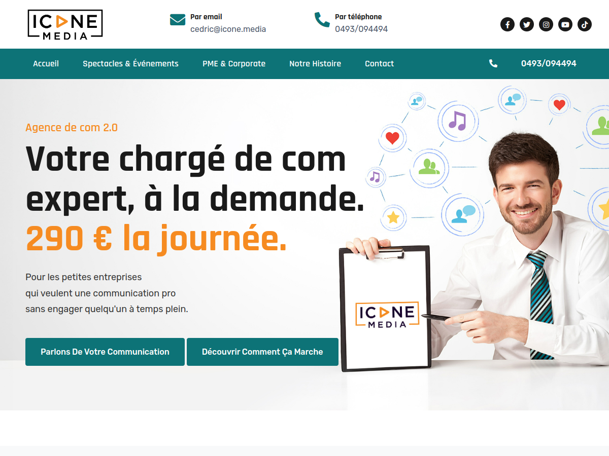 Screenshot of the Icone Media website